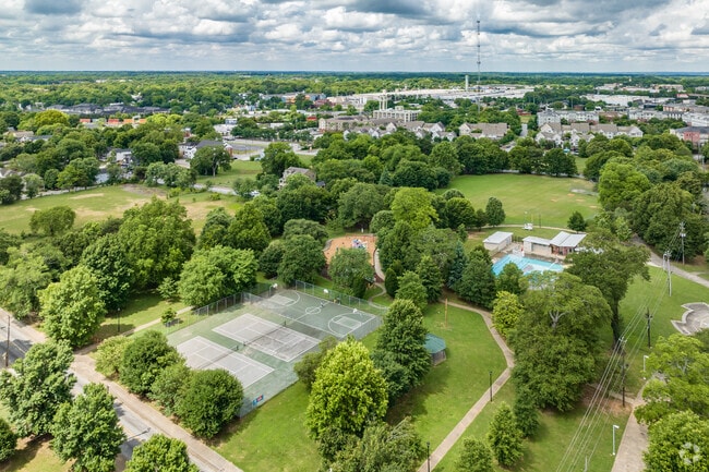Aerial view showing all of the Rosa L. Burney Park in the Mechanicsville Neighborhood.