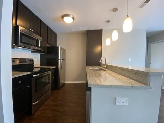 Cocina renovada con hermosos gabinetes de madera - 1818 North Halsted