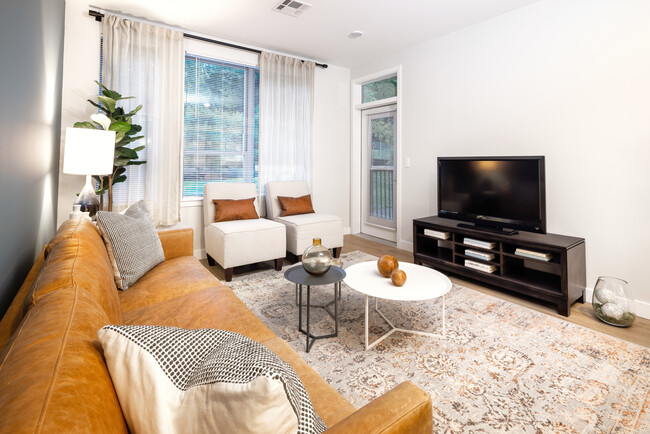 Living room with hard surface flooring - Avalon North Andover