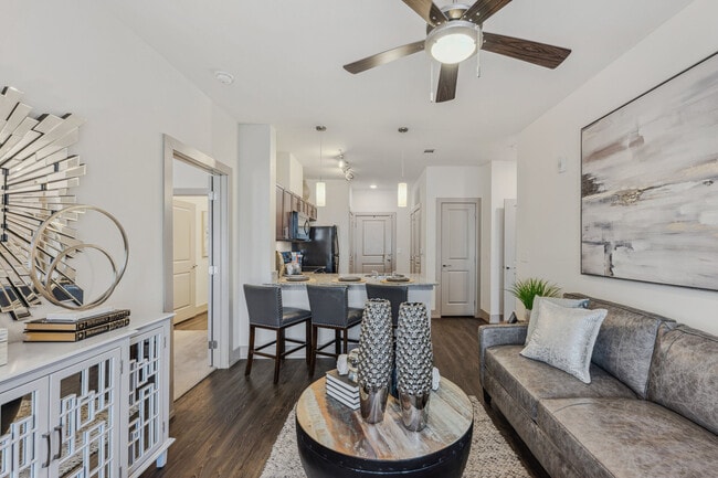Living room with wood style flooring - Steelyard
