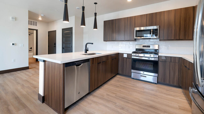 Kitchen with Quartz Countertops and Stainless Steel Appliances - Circa Fitzsimons