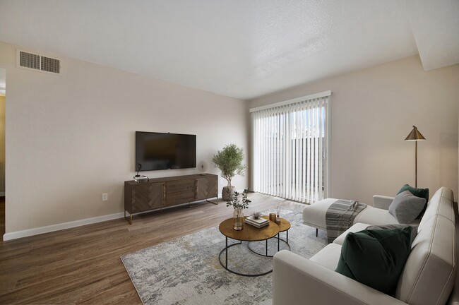 Living Room In The 1 Bedroom Floor Plan - Cobblestone Creek Apartments