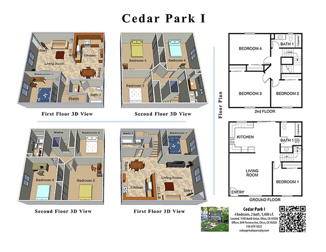 Plano del piso de Cedar Park I - Cedar Park Apartments Chico CA