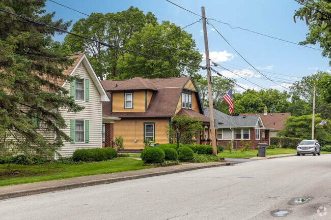 Colorful homes along a residential street in Southport.