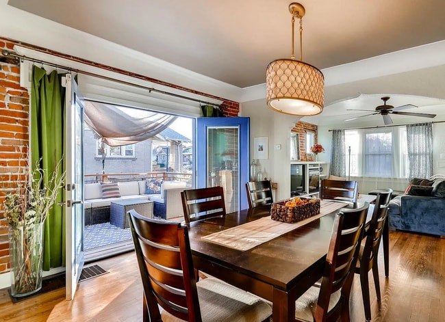 Dining Room with French Doors opening to Porch - 1454 Perry St