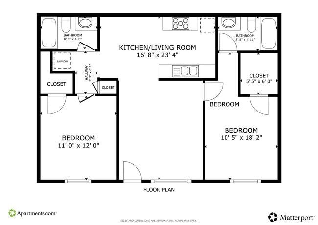 2BR, 2BA, - 920SF - Pebble Creek