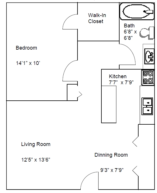 1HAB/1BA - South Pointe I, II & III Apartments