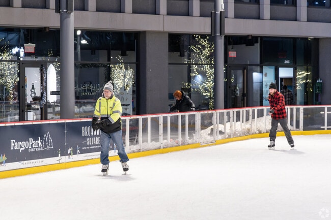 People love skating on the outdoor ice rinks in Fargo.