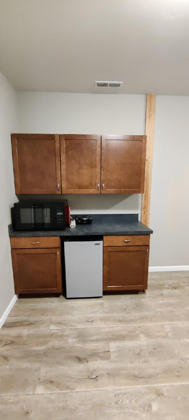 Kitchen area with fridge, microwave and hot plate - 215 W Whitman St