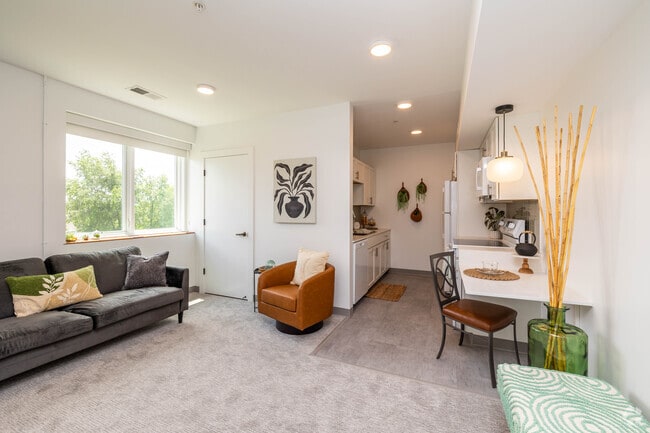 1BR, 1BA - 474SF - Living Room - Larimore Senior Residences