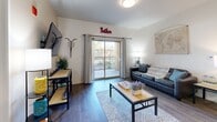 This 1220 square foot single-story residence offers a thoughtful layout with 4 bedrooms and 4 bathrooms. The kitchen is a standout feature, boasting white cabinetry, black appliances, and a comfortable dining area. The living room is bathed in natural light from sliding glass doors, creating an inviting atmosphere. Bedrooms are well-sized, with the primary bedroom measuring 160 square feet. The bathrooms are modern and functional, featuring granite countertops and wood-look flooring. A dedicated laundry room adds convenience. Throughout the home, you'll find a cohesive design with wood-look flooring, carpeted bedrooms, and a neutral color palette. The open-concept living areas promote easy flow and connectivity. Additional features include ample storage solutions and stylish lighting fixtures. Located at 3549 Iowa Ave in Riverside, CA, this home offers a perfect blend of comfort and functionality in its efficient single-story layout.