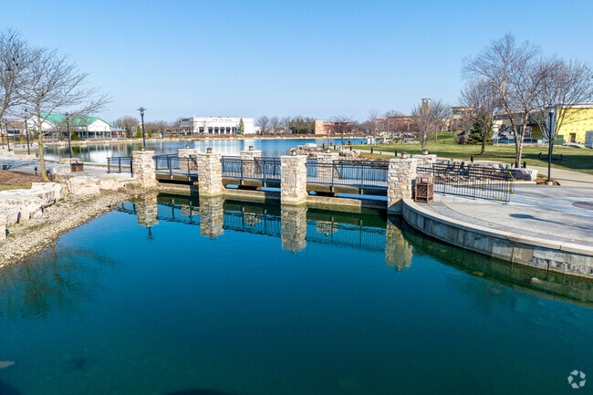 Walk along the lake at the Jordan Creek Town Center in West Des Moines.