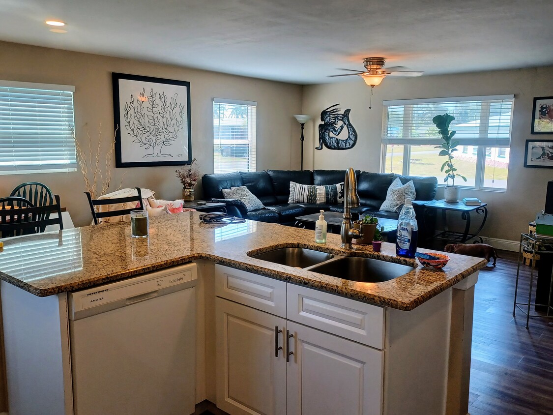 Island has snack bar sink and will have brand a new stainless steel dishwasher. - 12080 Moss Dr