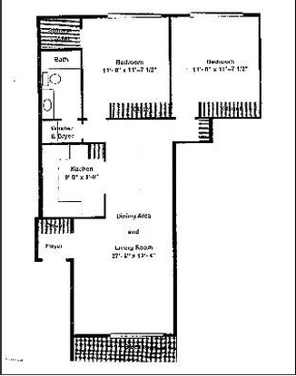 2BR/1BA Floor Plan - Schaumburg Terrace