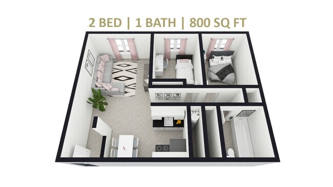 2 habitaciones, 1 baño - Point Place Apartments