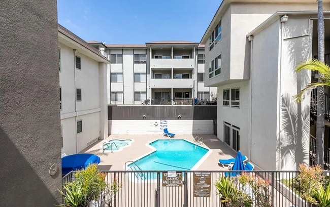 Pool view from outside the unit. - 6001 Canterbury Dr