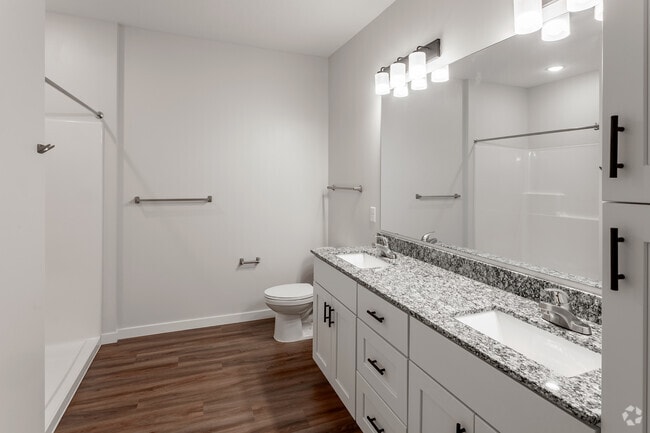 2BR, 2BA - 1,211SF - Primary Bathroom - Granite Works Apartments