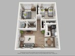 2 Bedroom, 1 Bathroom, 832 Square Feet