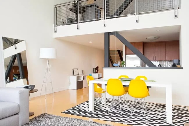 Living/Dining room and top bedroom - 1221 Harrison St