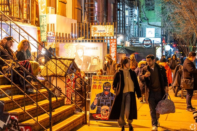 East Village stays awake well into the night.