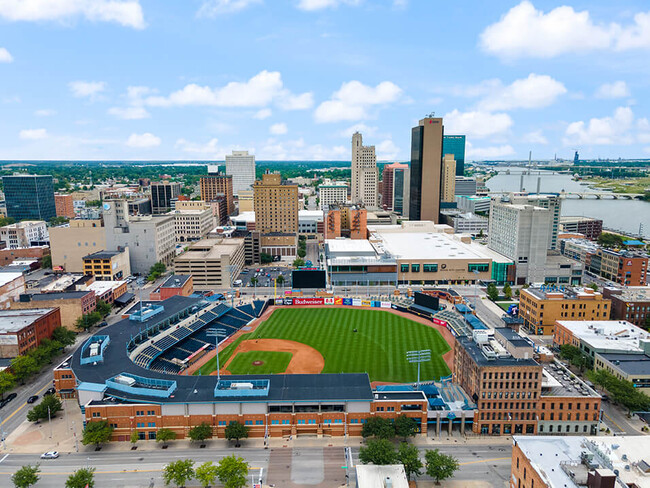 View of the ballfield and Commodore Perry - Commodore Perry Apartments