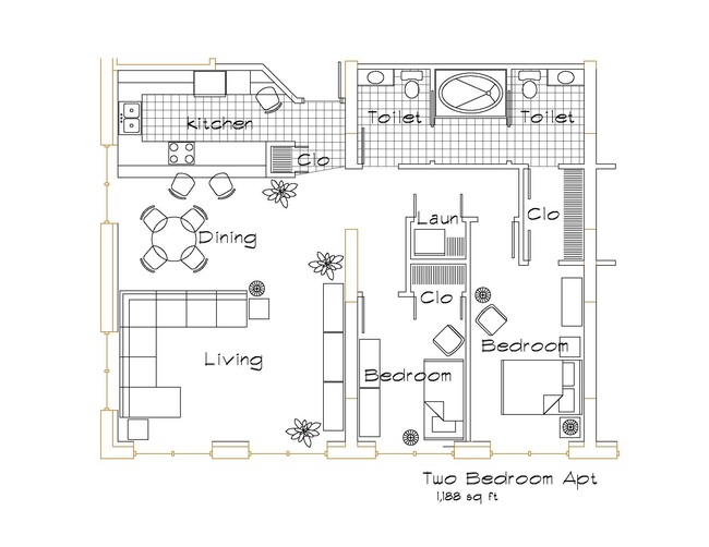 Typical 2-Bedroom Apartment - 201 E Adams St