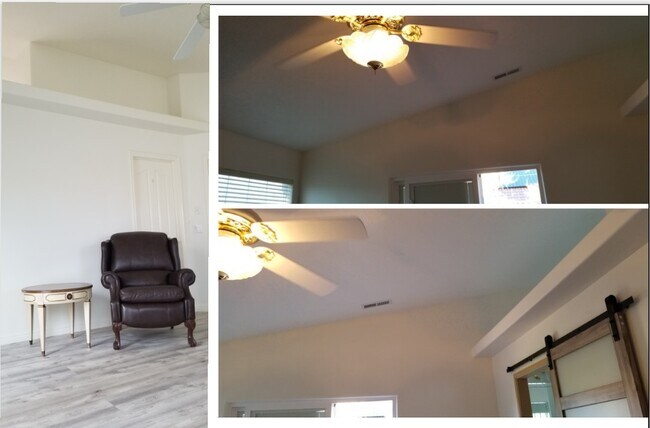 3. Genuine leather Lazy Boy recliner/lounge chair in living room (ceiling fan also in bathroom) - 137 E 755 S