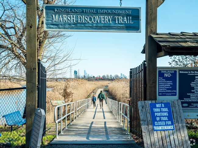 The Marsh Discovery Trail in Dekorte Park is a half-mile trail along the marshy waters.