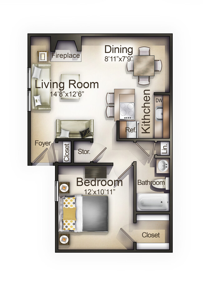 Magnolia 1 dormitorio y 1 baño - Parkhaven Apartments