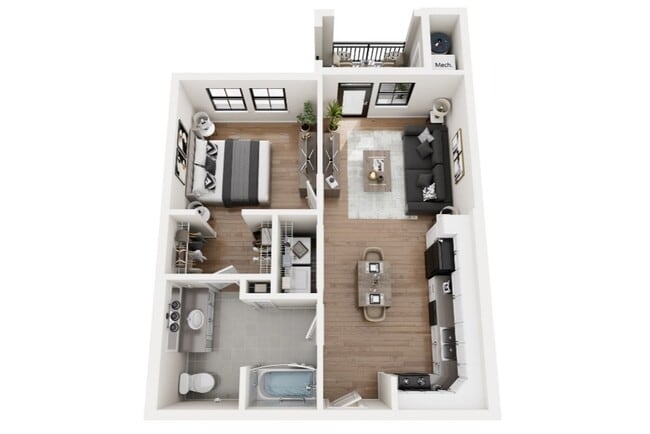 Plano de planta de 1 dormitorio - Grand East Village
