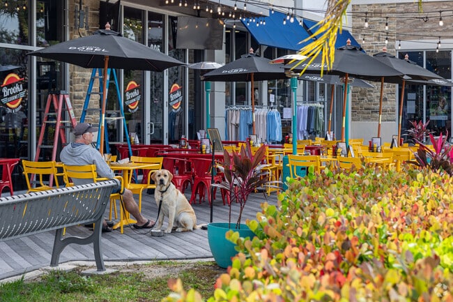 Logan Landings has several pet friendly patios near Longshore Lake.