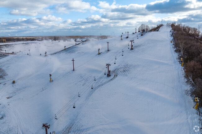 The Rock Snowpark, beginning to prep its hill for the winter season.