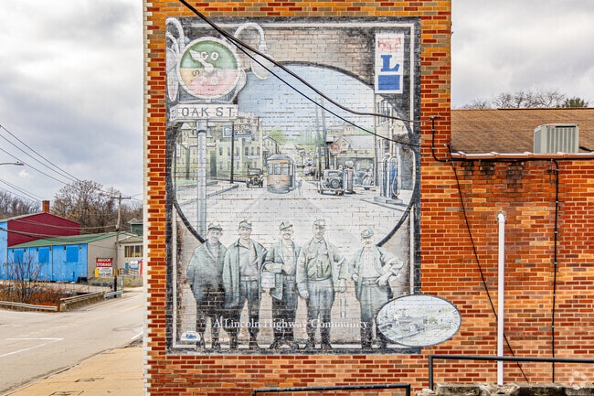 Murals depicting Irwin's history can be found on buildings.