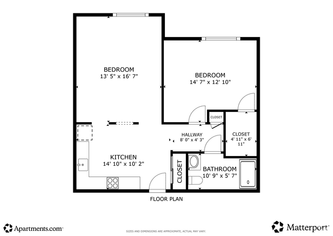 1 habitación, 1 baño - 784 pies cuadrados - Hawkins Apartments
