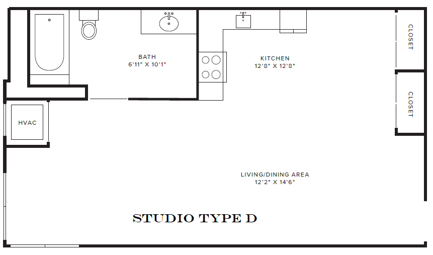 Crittenden Court Apartments – Studio Type D