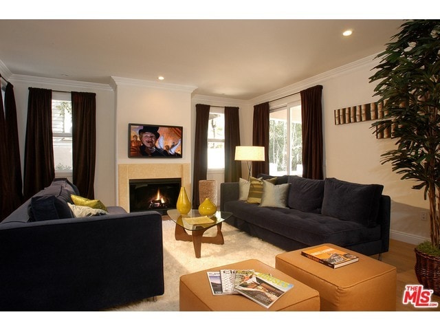Living Room with Fireplace - 8121 Norton Ave