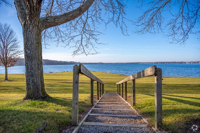 Steps leading to the beachfront at Silver Lake Park.