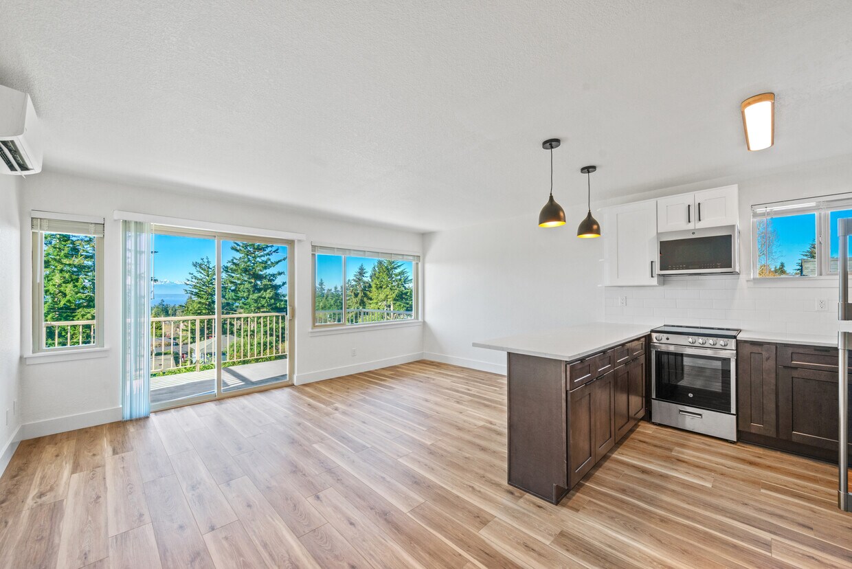 Sala de estar/cocina - Puget Sound Apartments