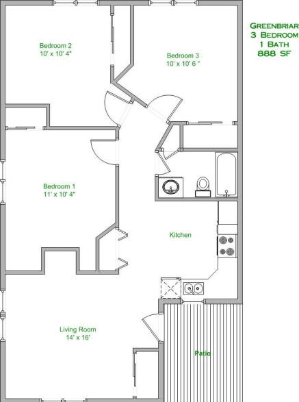 3 habitaciones/1 baño - Greenbriar