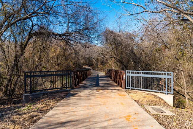 Bridge to hiking trail in Coppell.