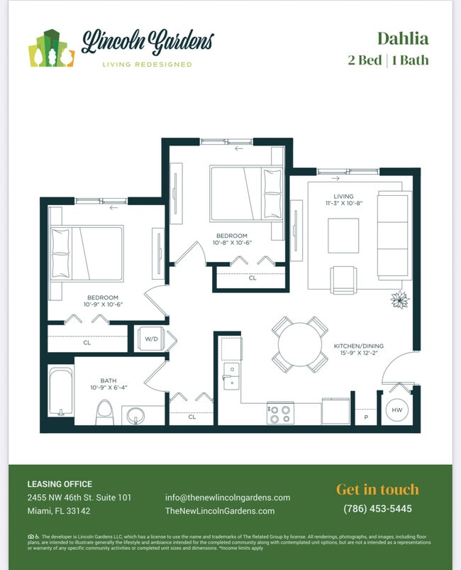 Dahlia 2 Bedroom 1 Bath - Lincoln Gardens