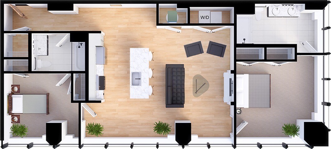 Residences at 55 – Suite Style A2 - 2 Bedrooms 2 Baths
