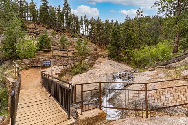 There are walkways over the falls at North Cheyenne Cañon Park in Broadmoor.
