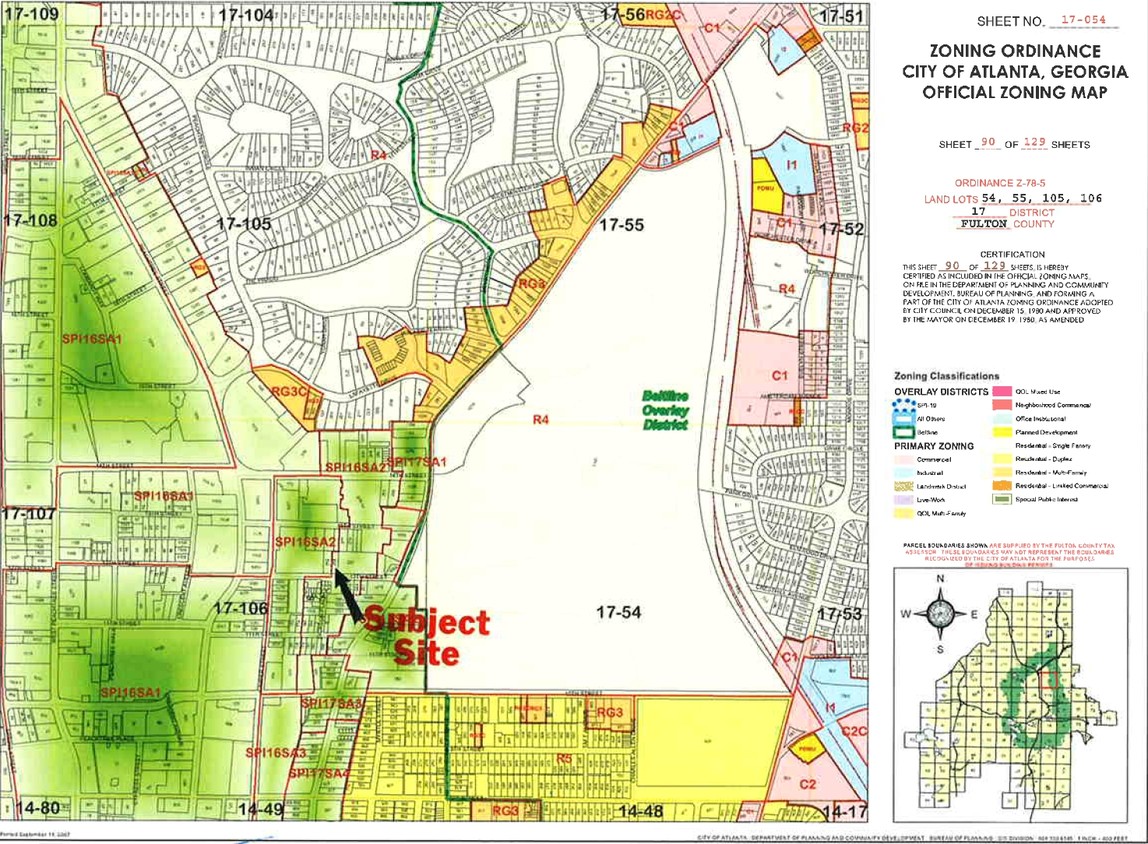 Mapa del área de Zoning - 208 12th St