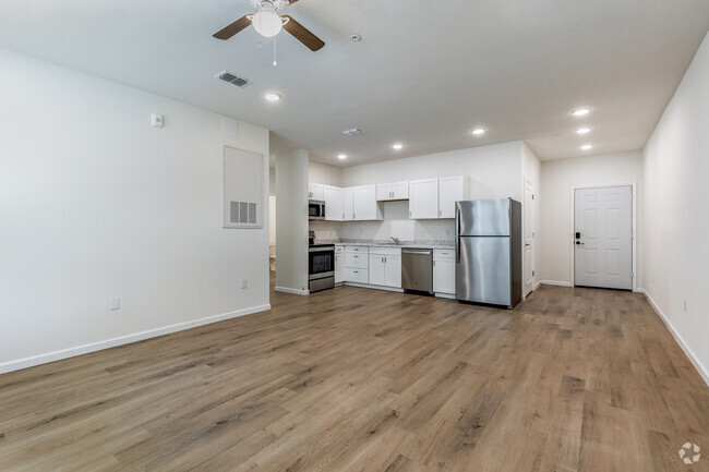 C2 Model - 2BR, 2BA - 963SF - Living Room & Kitchen - Bradenton Lofts