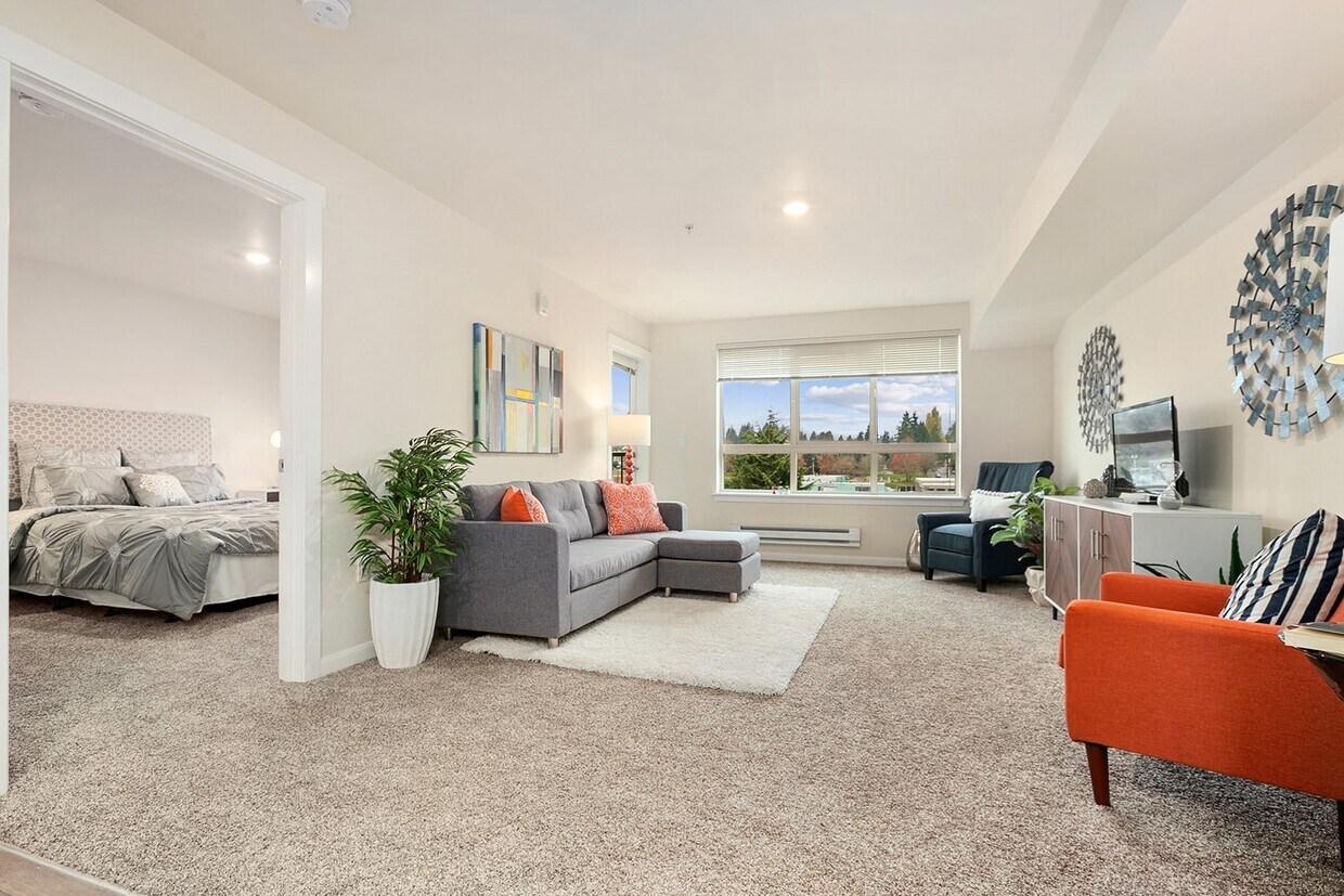 Tukwila Village Sala de estar y habitación - Tukwila Village Senior Living Apartments