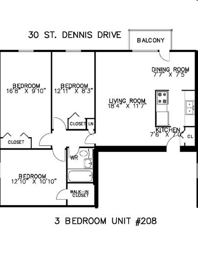 3HAB/1BA - 30-34 St Dennis Dr