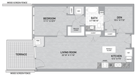 1 Bed 1 Bath Den-A23.2-T