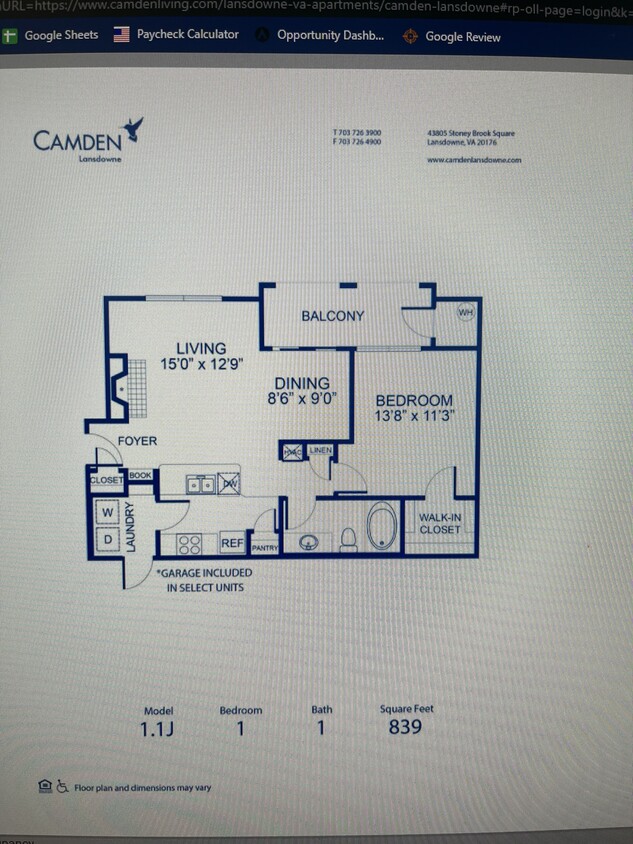 Apartment layout - 43835 Timber Sq