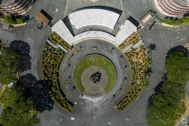 The garden at the Aloha Stadium offers patrons a sunny greeting.